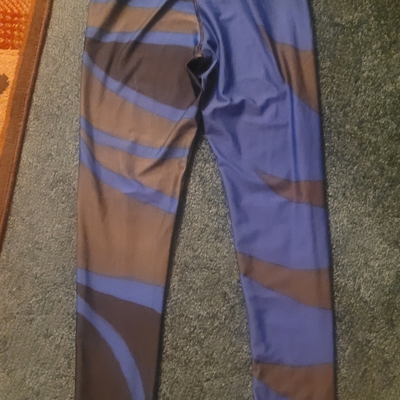 Debbie DANNHEISSER leggings fine art threads women new blue green Avocado leaf L - Picture 5 of 6